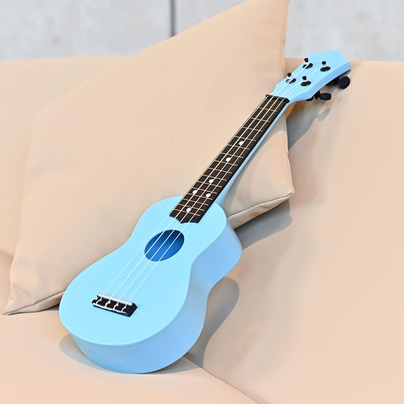 LIEKE Kids Toy Ukulele 21 inch Plastic Ukelele,Musical Instrument, Ukulele Toy Gift for Children Beginners with Bag Picks Strings (Light blue) - Image 2